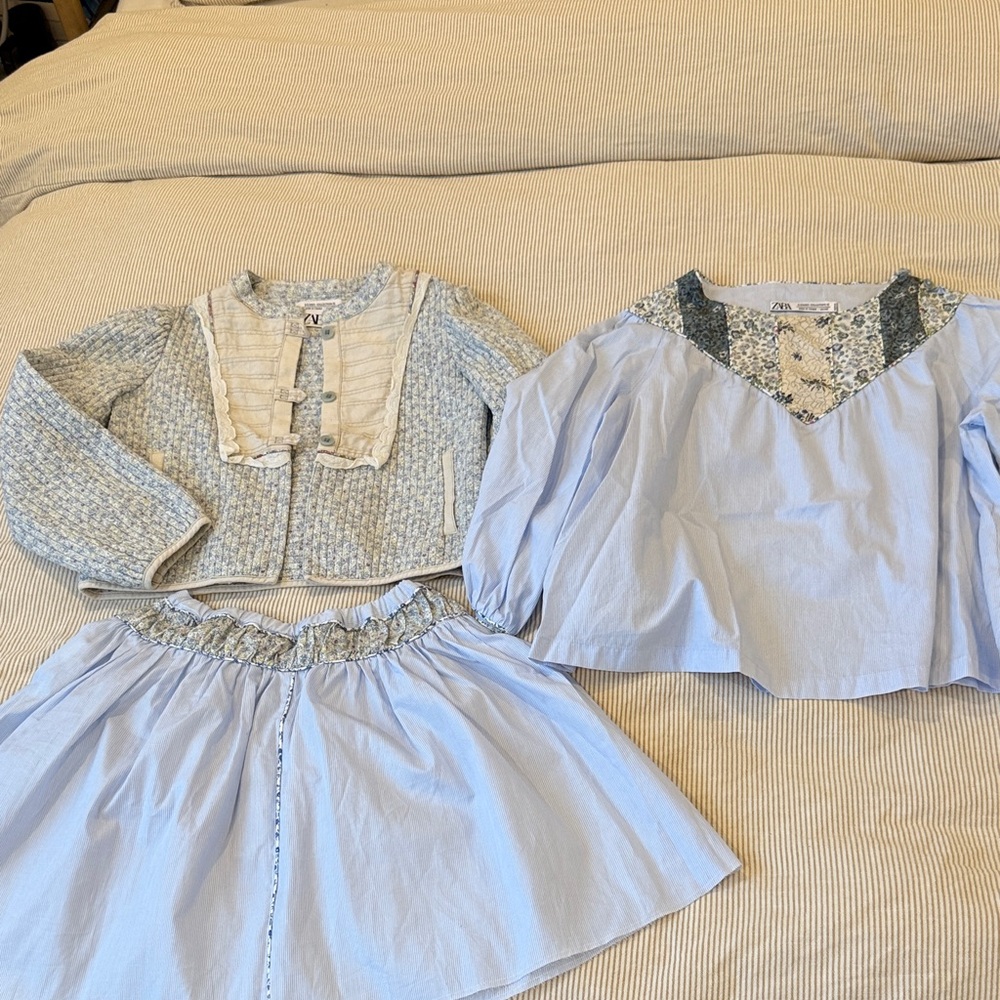 🌼 Zara Girls LIMITED EDITION Collection Floral Set (top, skirt, quilted jacket)